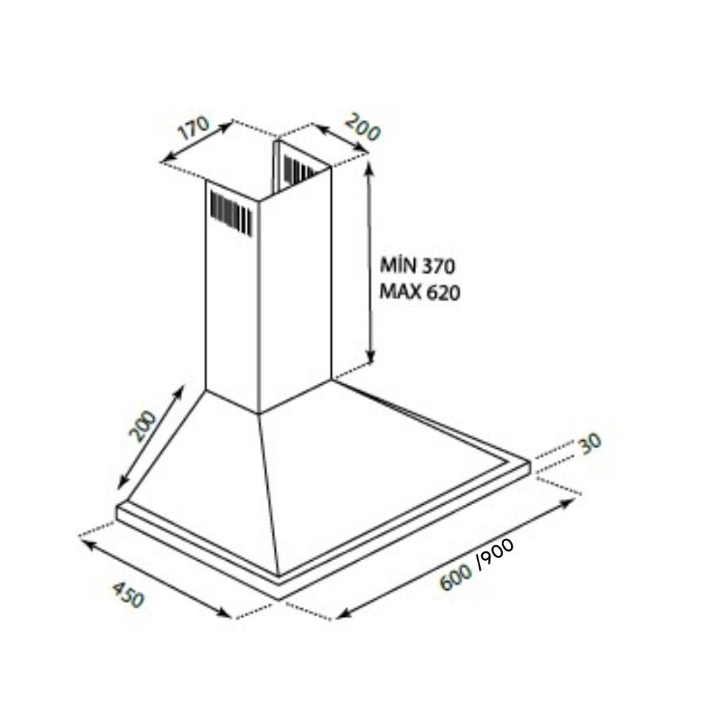 Campana piramidal 60 cm Eolo 60 negro Samet