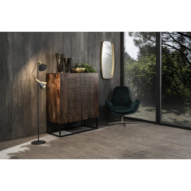 Aparador de madera de mango marrón 2 puertas 6 compartimentos interiores 100x45xh.120 cm