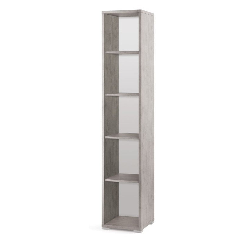 Librería alta moderna en madera Beton Cemento con cuatro estantes 39x41x h199 cm