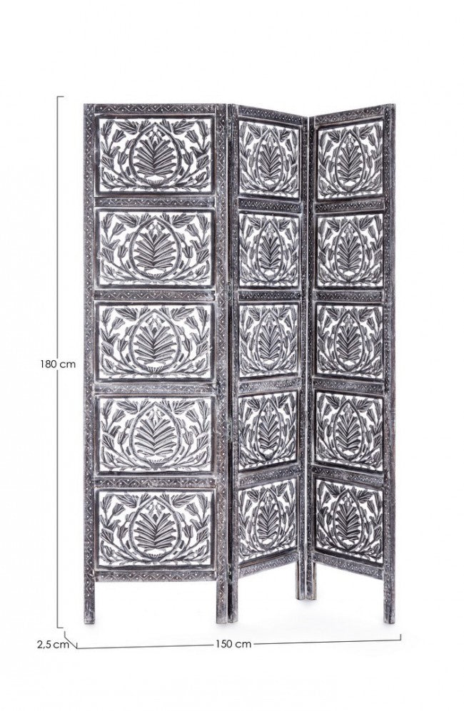 Biombo gris antiguo de 3 puertas estilo Darika fusion