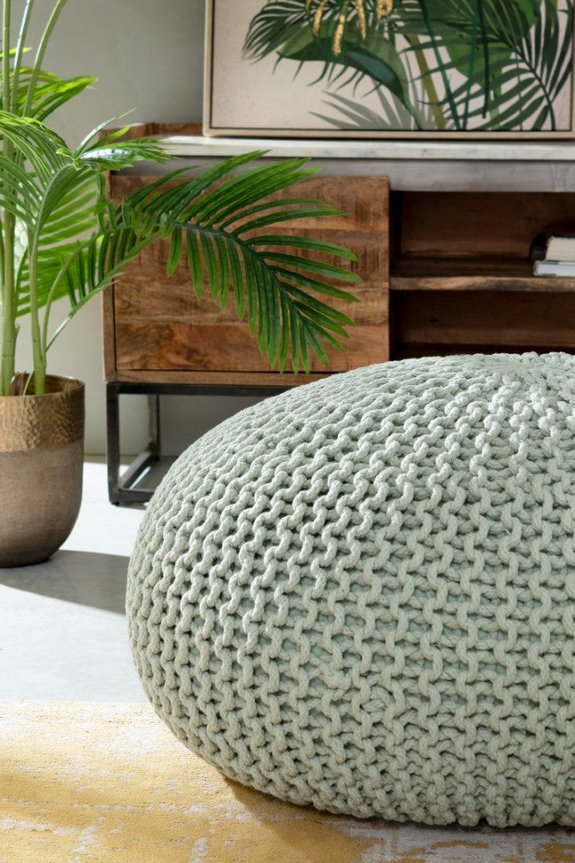 Puf tejido Bizzotto menta 80 cm