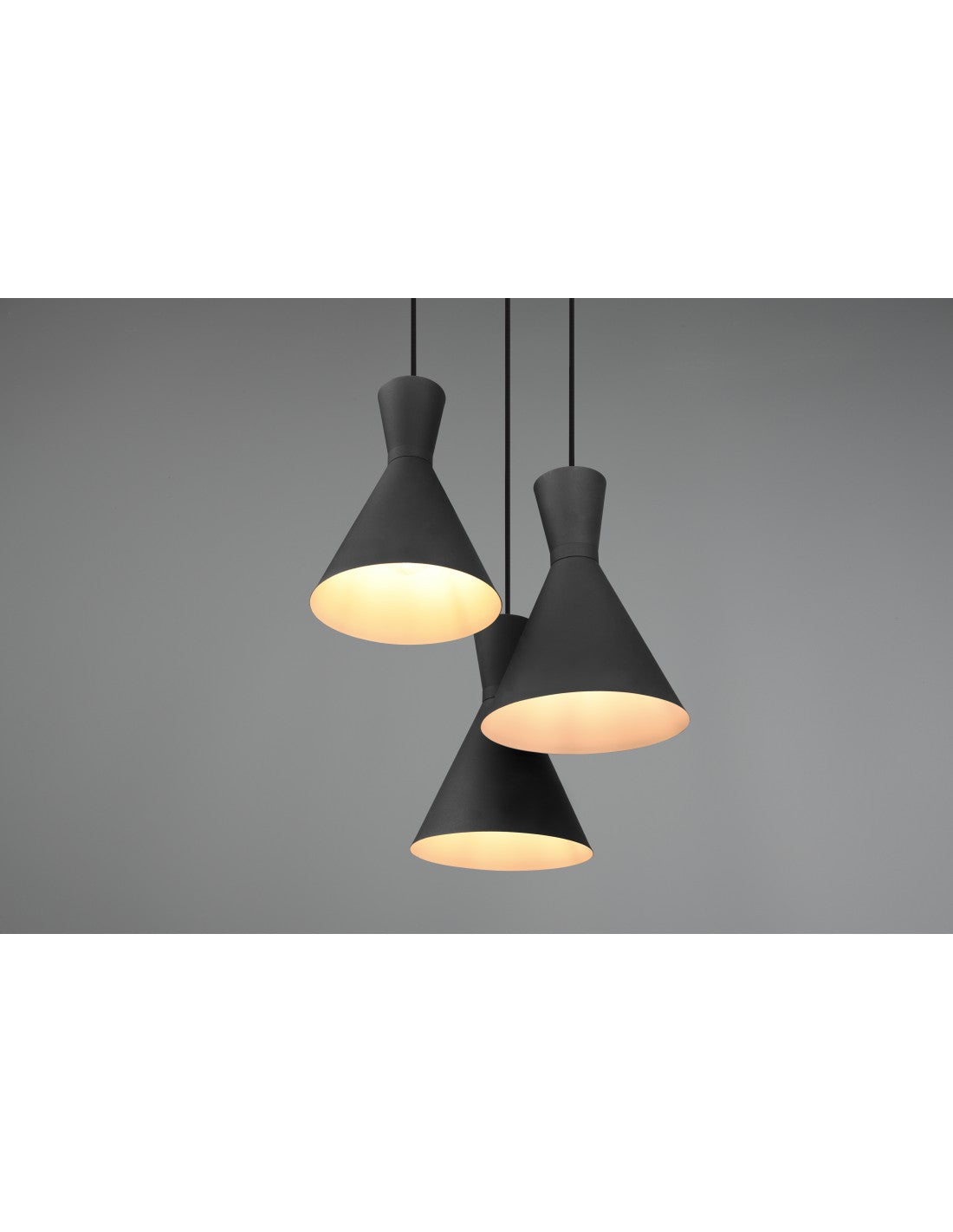 Lámpara Enzo Redonda 3xE27 Negro Mate Trio Lighting