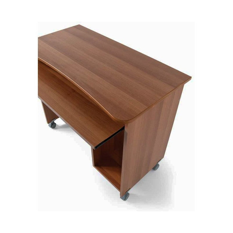 Escritorio de oficina antiguo de nogal, soporte para ordenador con ruedas Al.76 L.93 P.48,5 cm