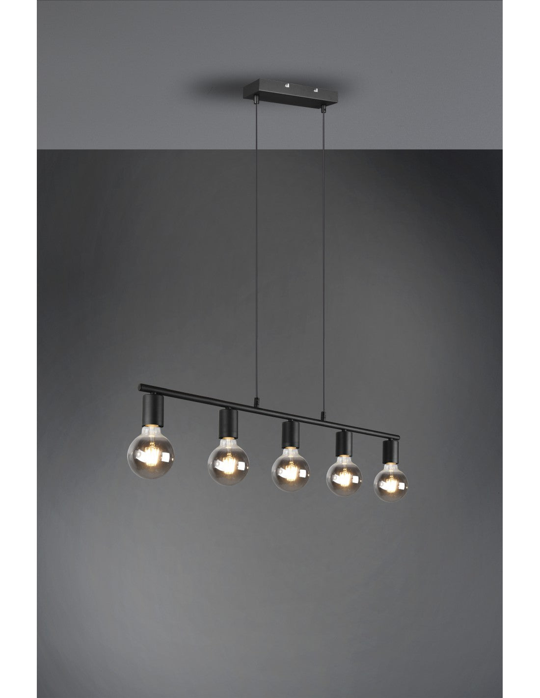 Lámpara Colgante 5xE27 Vannes Negro L82 cm Trio Lighting