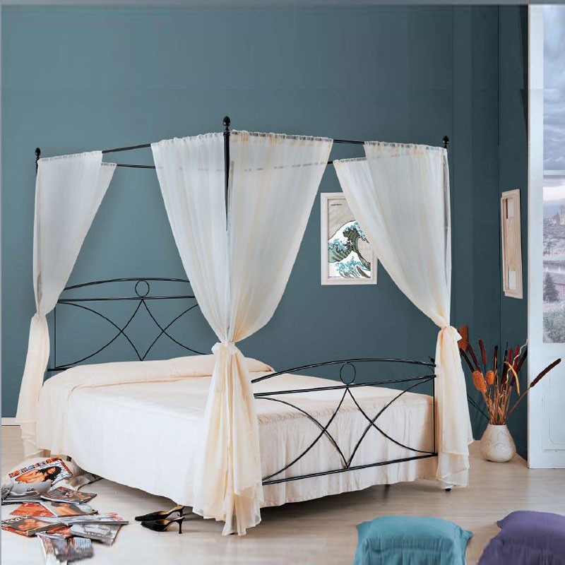 ALICE cama doble de hierro negro con dosel 166x208x h210 cm