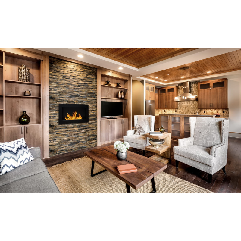 Chimenea de bioetanol empotrada o de pared Pisa Nero L 65 x P 12 x H 40