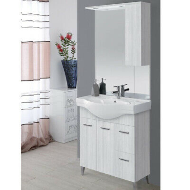 Composición de baño gris con dos cajones y dos puertas 80x46x h86 cm