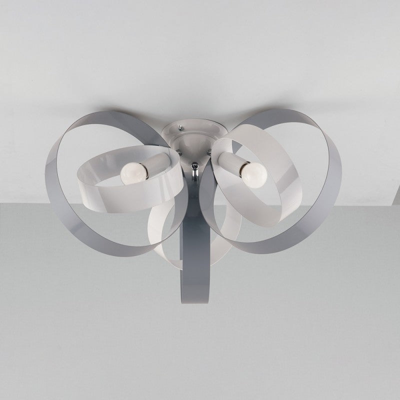 Plafón moderno de hierro con tres luces Blanco Gris tres luces 44x h26 cm
