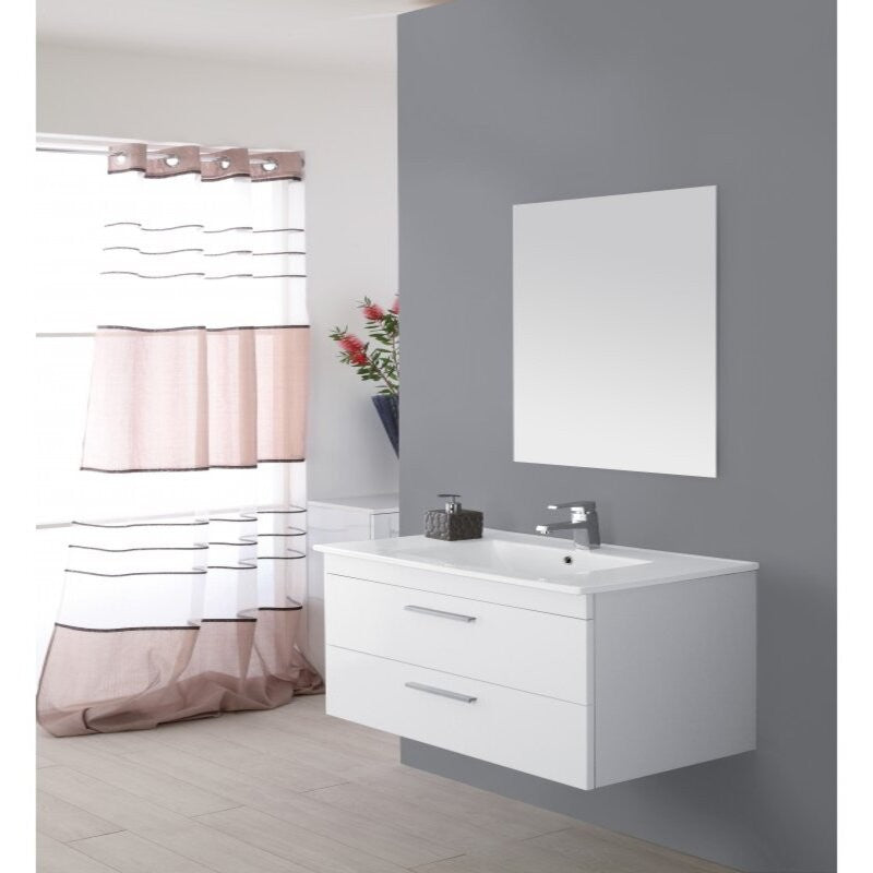 Composición de baño suspendida blanca con dos cajones 81x47,5x h51 cm