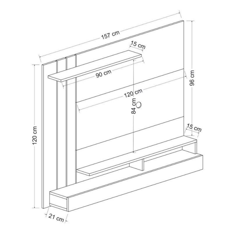 Mueble TV de nogal con detalles antracita 157x21xh.120 cm