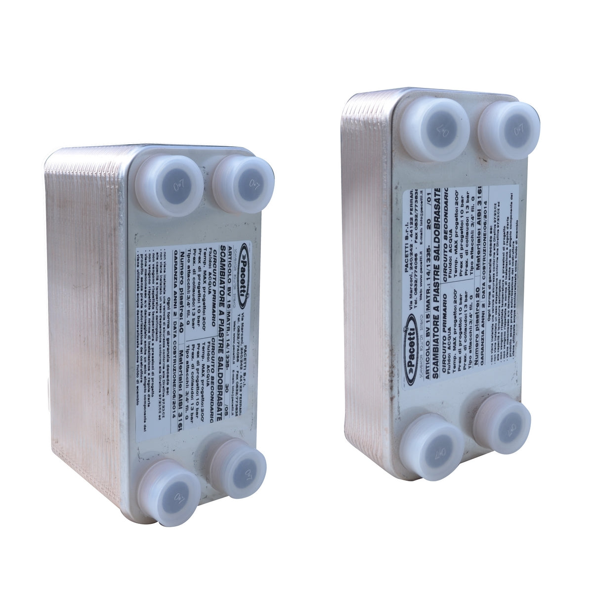 Intercambiador de calor de placas soldadas -10°/+90°, 20 placas, 3/4"