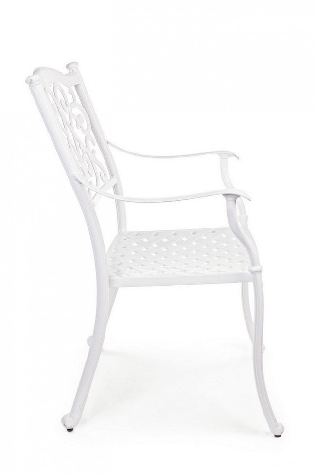Silla de exterior Ivrea blanca con reposabrazos