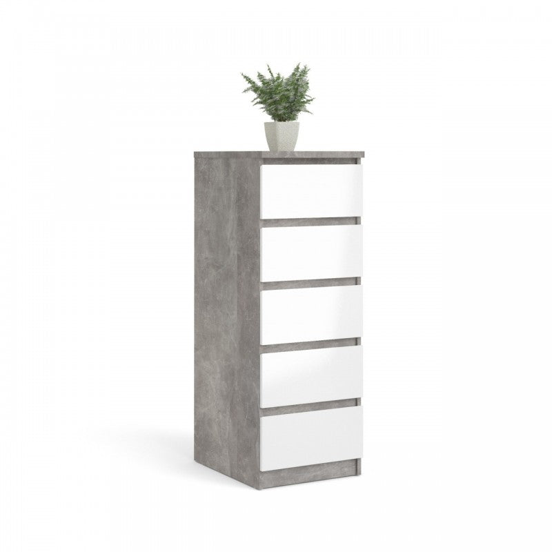 Cómoda 5 cajones hormigón blanco 111 cm h