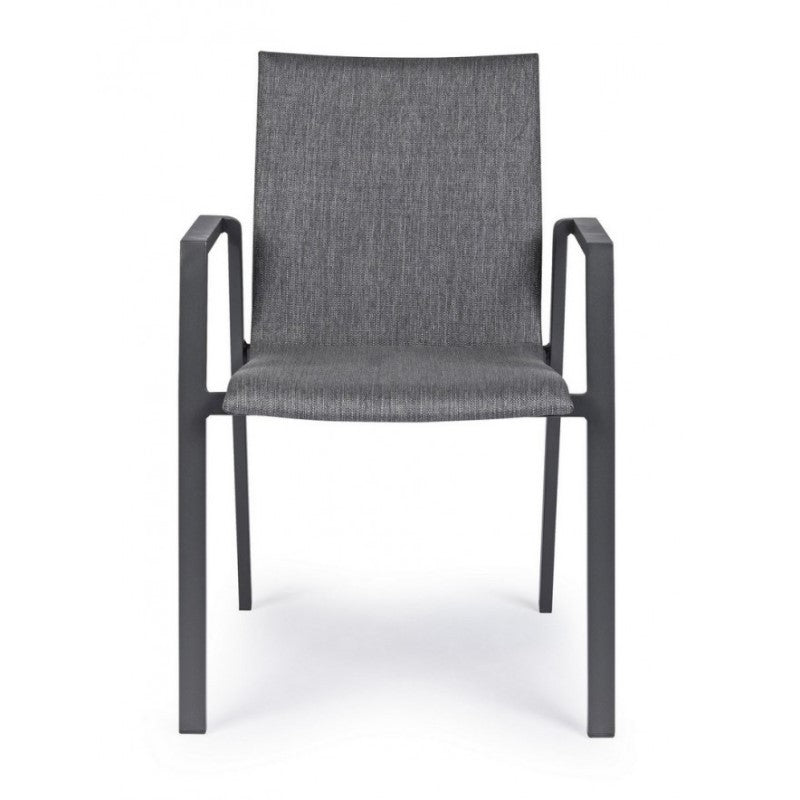 Silla de jardín antracita con brazos Bizzotto