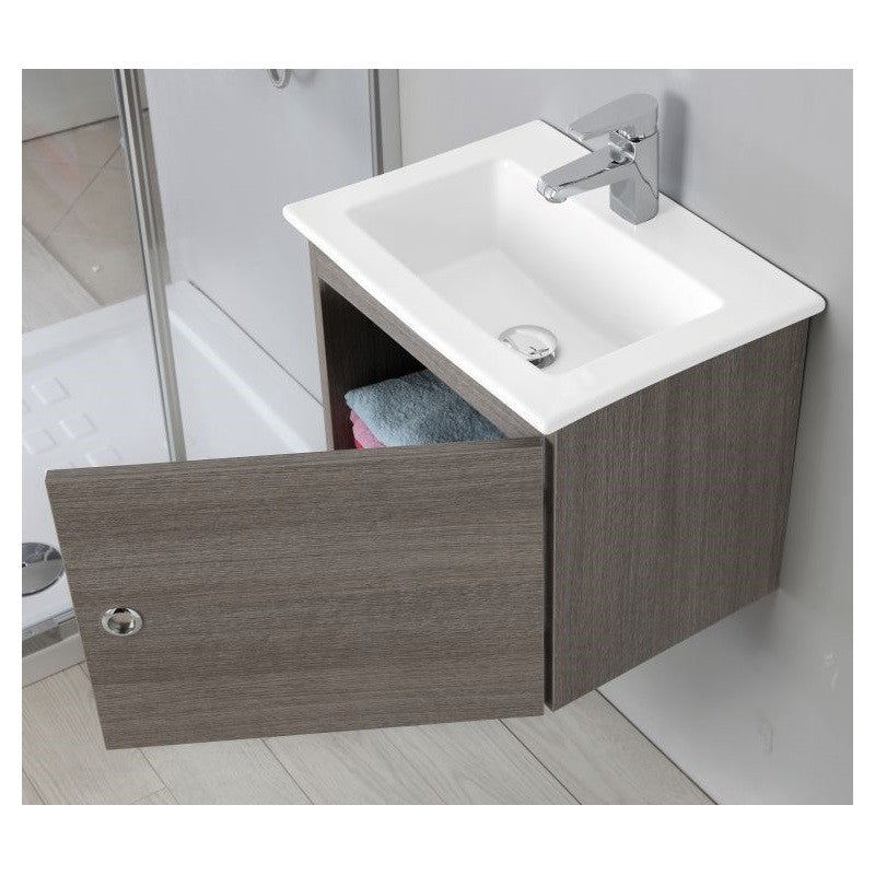 Composición de baño suspendida de una puerta Roble Oscuro 50x36x h42 cm