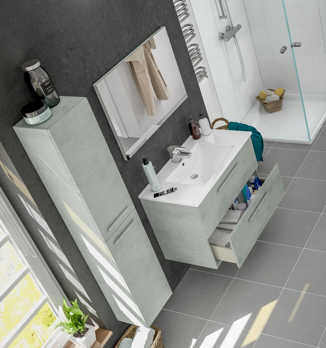 Columna de Baño Suspendida Athena/Albert 2 Aberturas (Para montar)