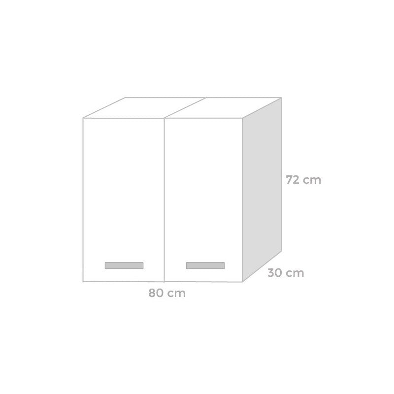Mueble alto modular para cocina Fresno Blanco 2 puertas 80x32xH 72 cm