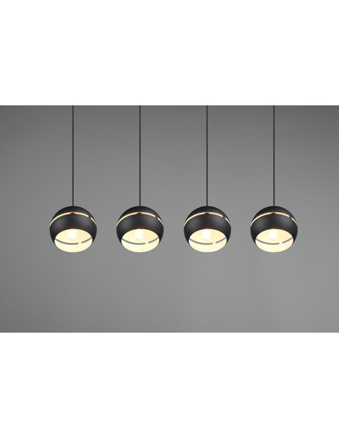 Fletcher Suspensión Lineal 4 Difusores Esféricos Negro Trio Lighting