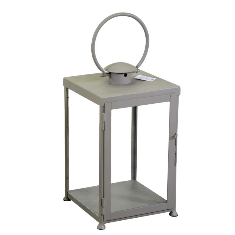 Farol cuadrado de metal gris tórtola cm30x30h55/72