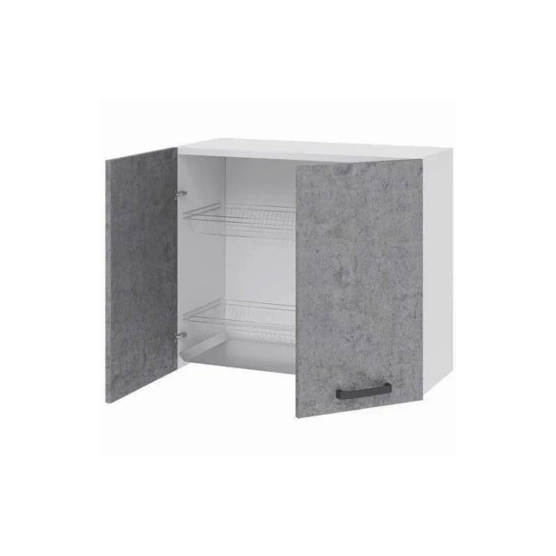Escurridor de platos de cocina gris cemento con 2 puertas 80x32xA 72 cm