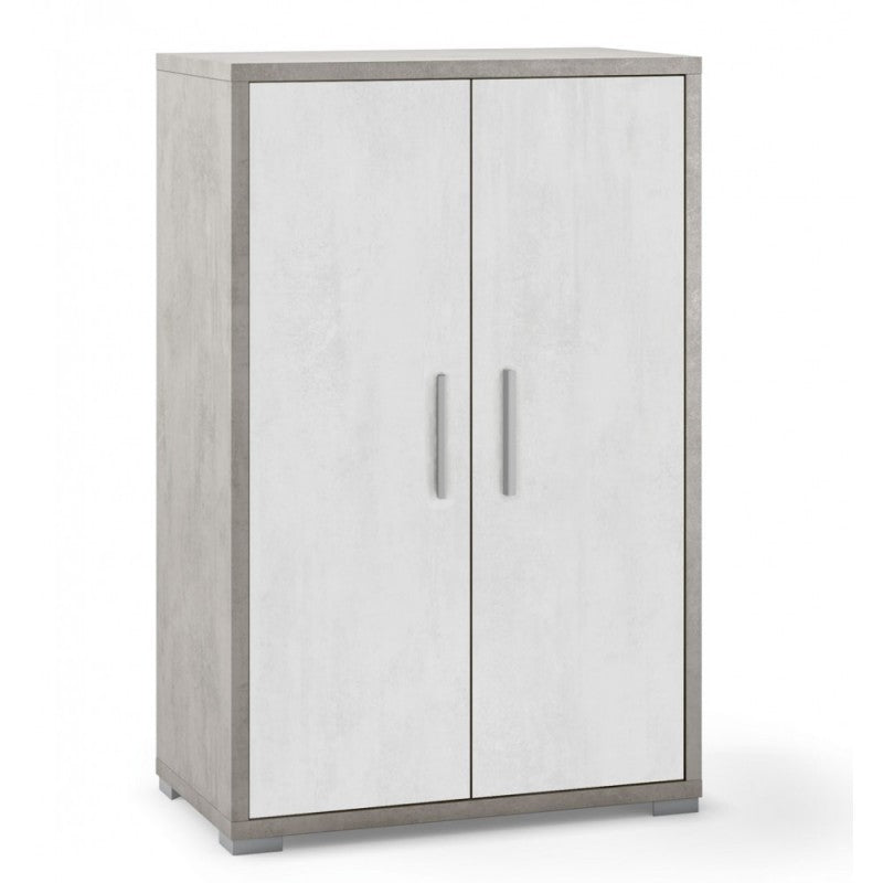 Armario multiusos de dos puertas cemento blanco 71x41x h110 cm