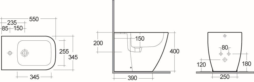 Bidé adosado a pared Caroline