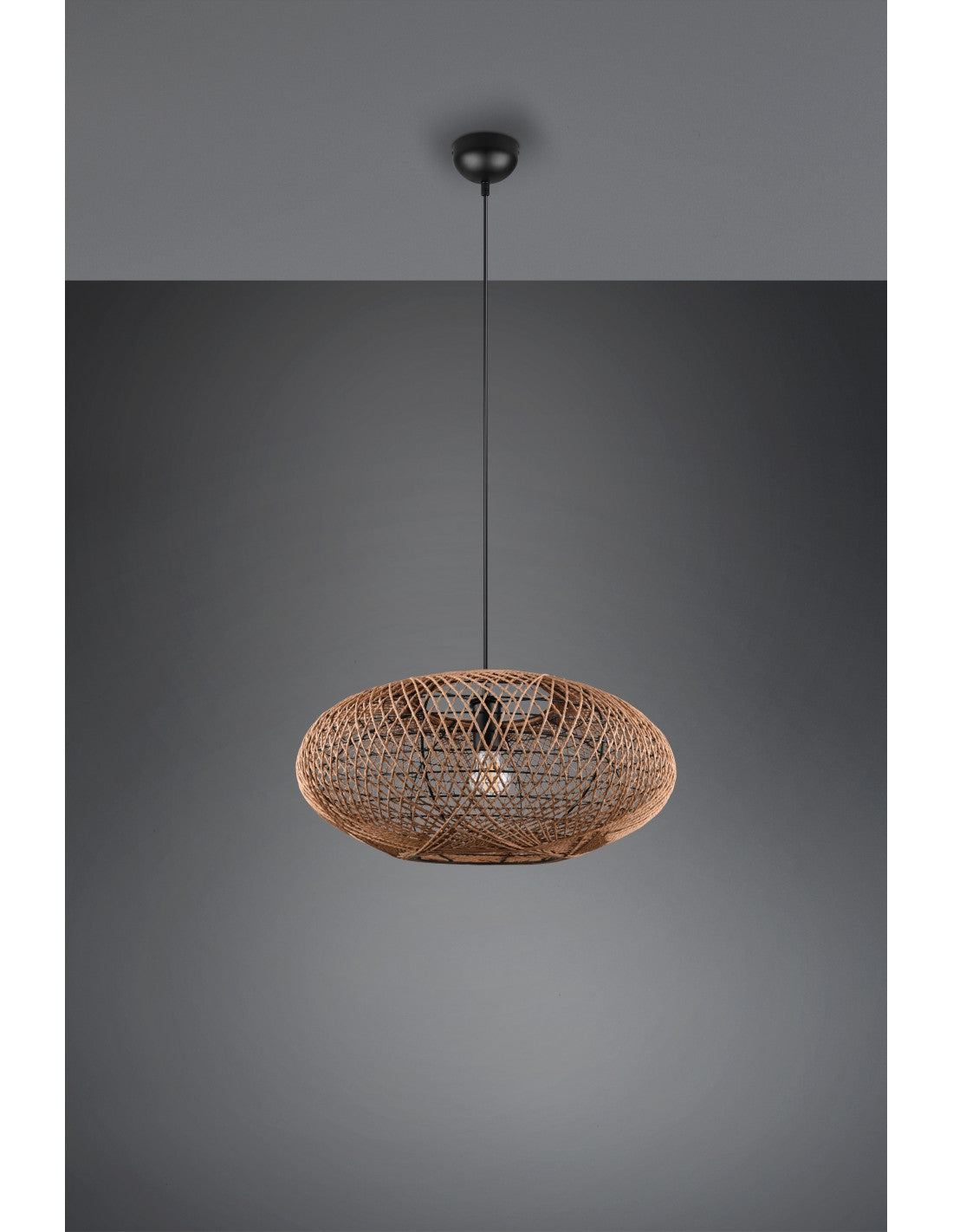 Pantalla colgante para casa de vacaciones, fibras naturales, Hedda Trio Lighting