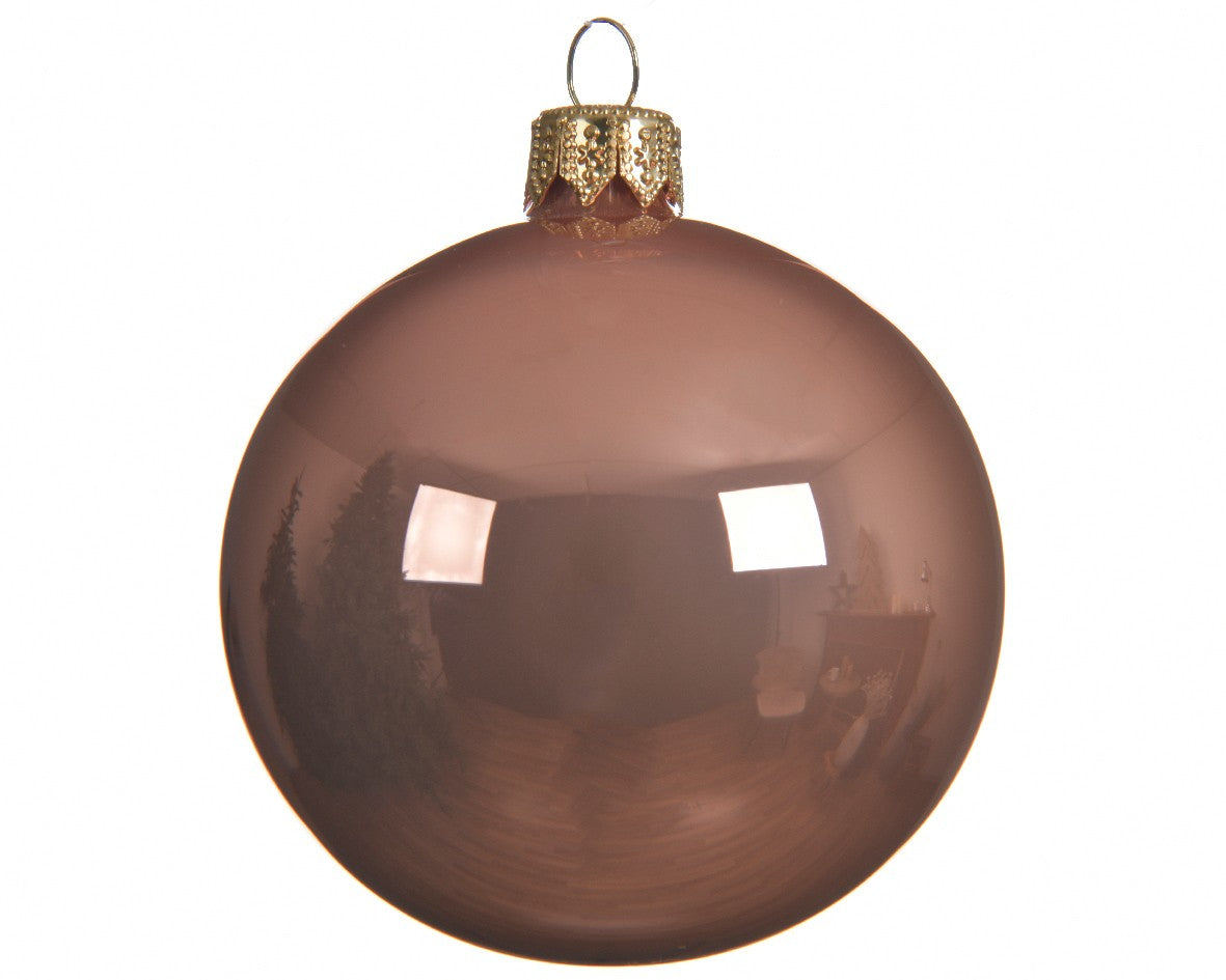 Adorno para árbol de Navidad, bola de cristal bronce brillante, 6 cm
