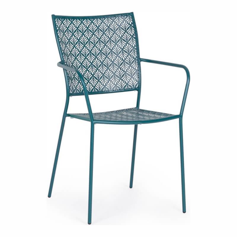 Silla apilable de exterior Lizette Ocean con reposabrazos