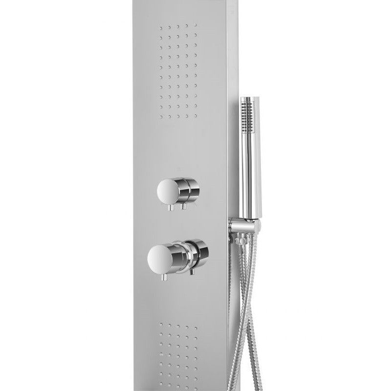 Columna de ducha de pared cuadrada en acero cromado 150x20 cm