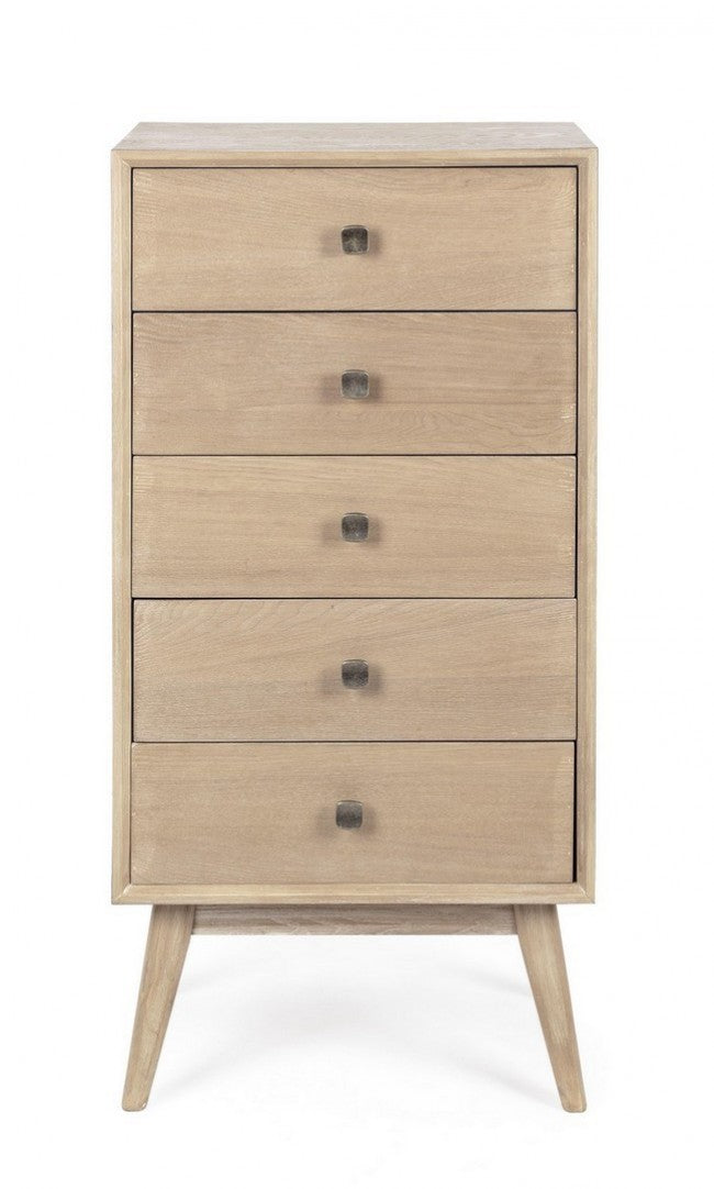 Cómoda Alannis de 5 cajones de diseño minimalista.
