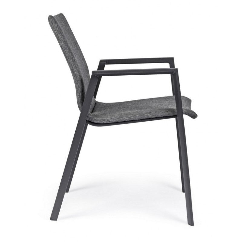 Silla de jardín antracita con brazos Bizzotto