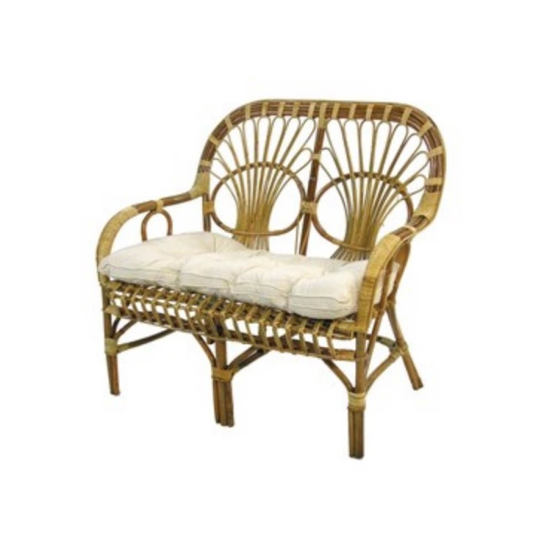 Sofá balcón de jardín de ratán con cojines de 105 cm.