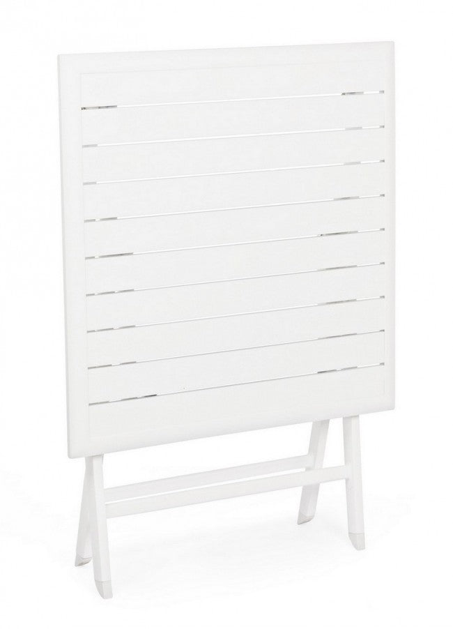 Mesa exterior plegable de aluminio ELIN blanco 70x70x h71 cm