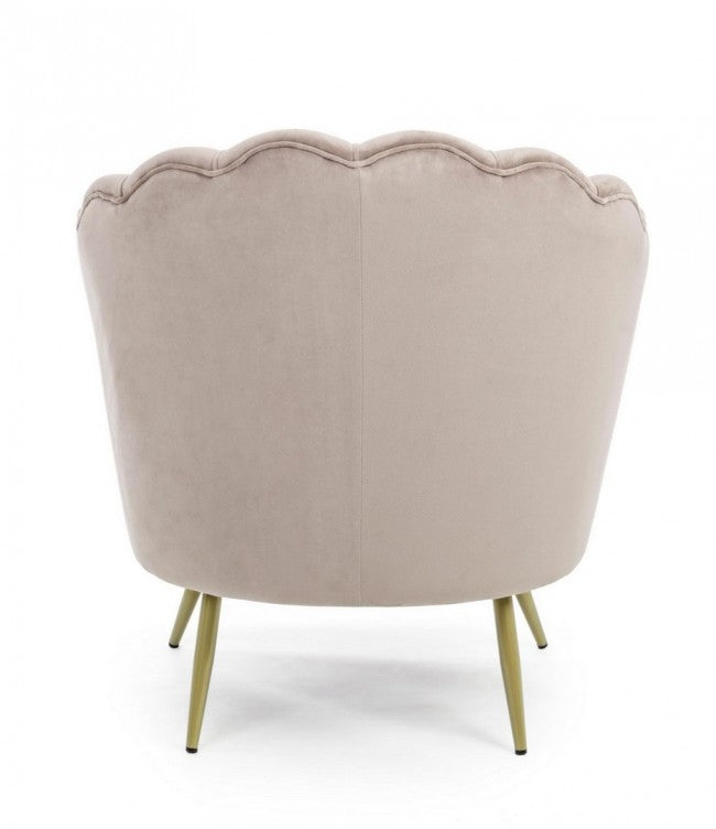 Sillón retro de terciopelo gris claro, modelo pavo real.