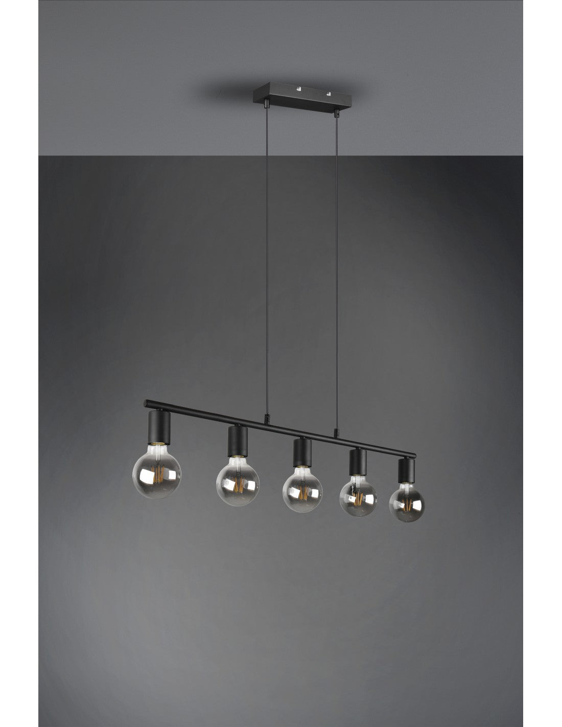 Lámpara Colgante 5xE27 Vannes Negro L82 cm Trio Lighting