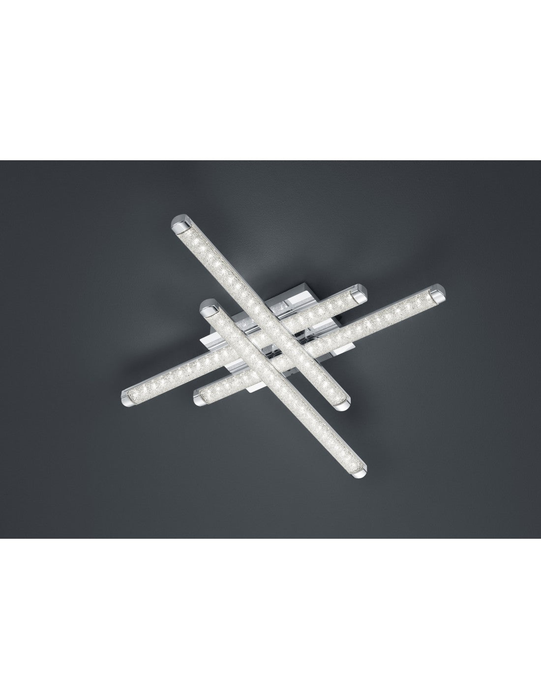 Lámpara de techo moderna para calle, 4 varillas LED, efecto cristal cromado, L50 cm, Trio Lighting