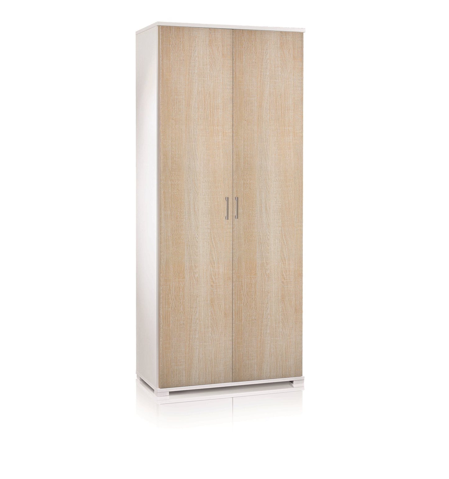 Mueble con doble puerta y cuatro estantes regulables, puertas de roble blanco