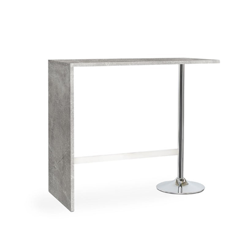 Península rectangular color hormigón con pata cromada 120x60xh.105 cm