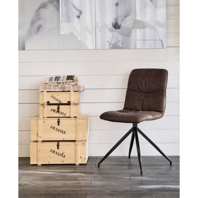 Silla en tejido microfibra efecto terciopelo marrón 43x38xh. 86,5 centímetros