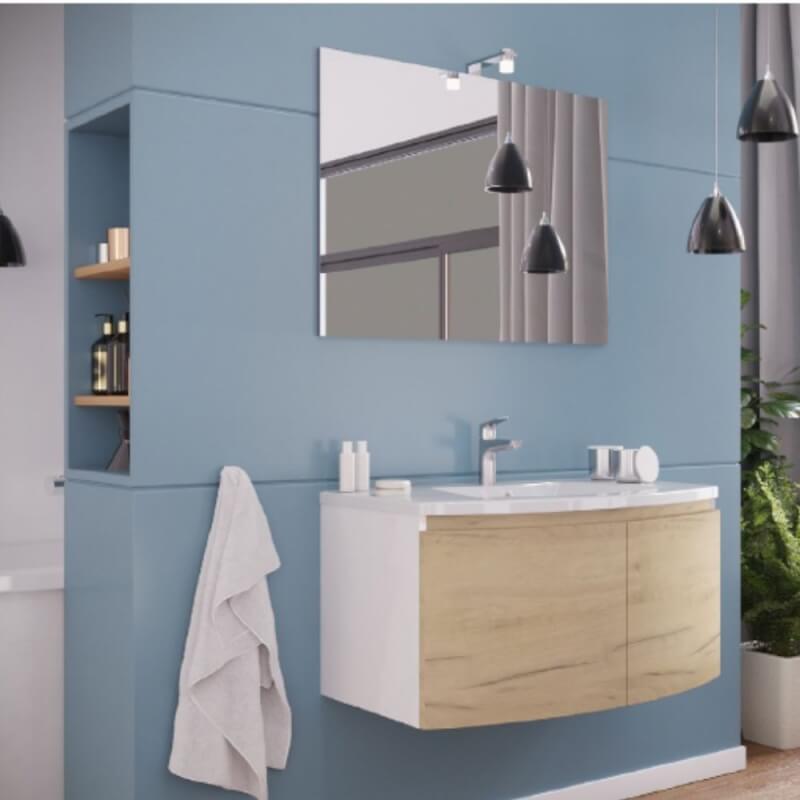 Mobile bagno sospeso Iseo bianco rovere 81x48x42