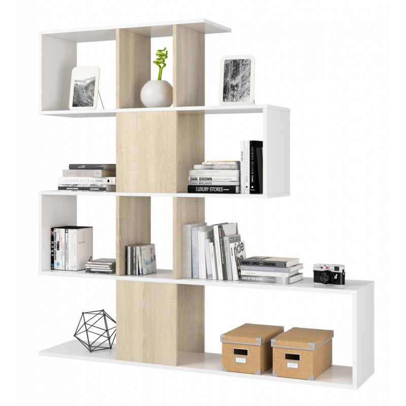 Mueble de diseño librería de roble descompuesto 145 x 29 x 145 h cm