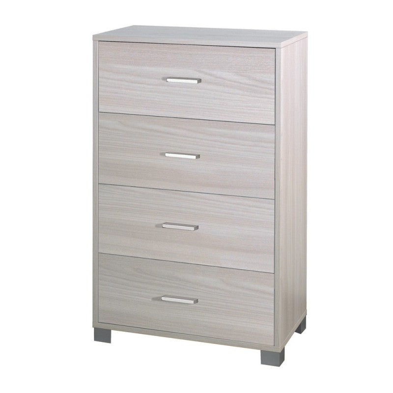 Cómoda de dormitorio clara Olmo con cuatro cajones 70x41x h112 cm