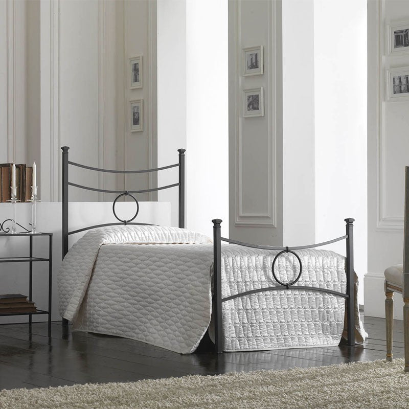 Cama individual de hierro con pie de cama Negro CONCA 92x208x h117 cm