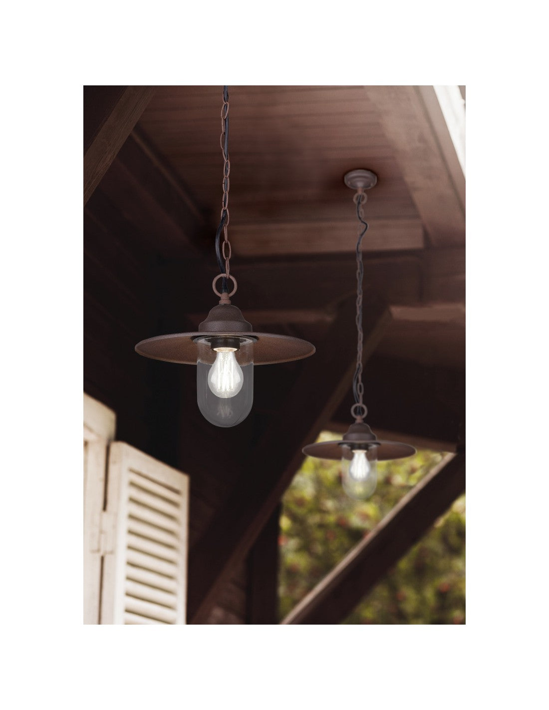 Suspensión 1xE27 Brenta Rust Vidrio Difusor IP44 Trio Lighting