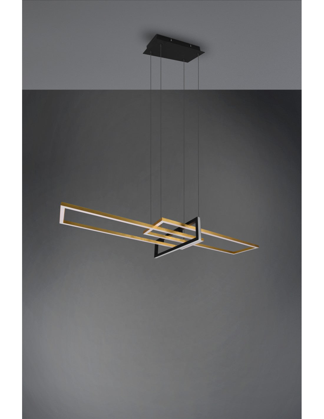 Salinas Suspensión 3 Rectángulos LED 34w Oro-Negro L110 cm Regulable Trio Lighting