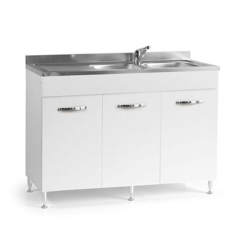 Bajo fregadero para cocina 3 puertas Blanco reversible 120x50xH 85 cm