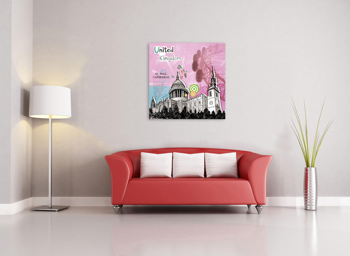 Impresión sobre vidrio 70x70 cm con lienzo multicolor