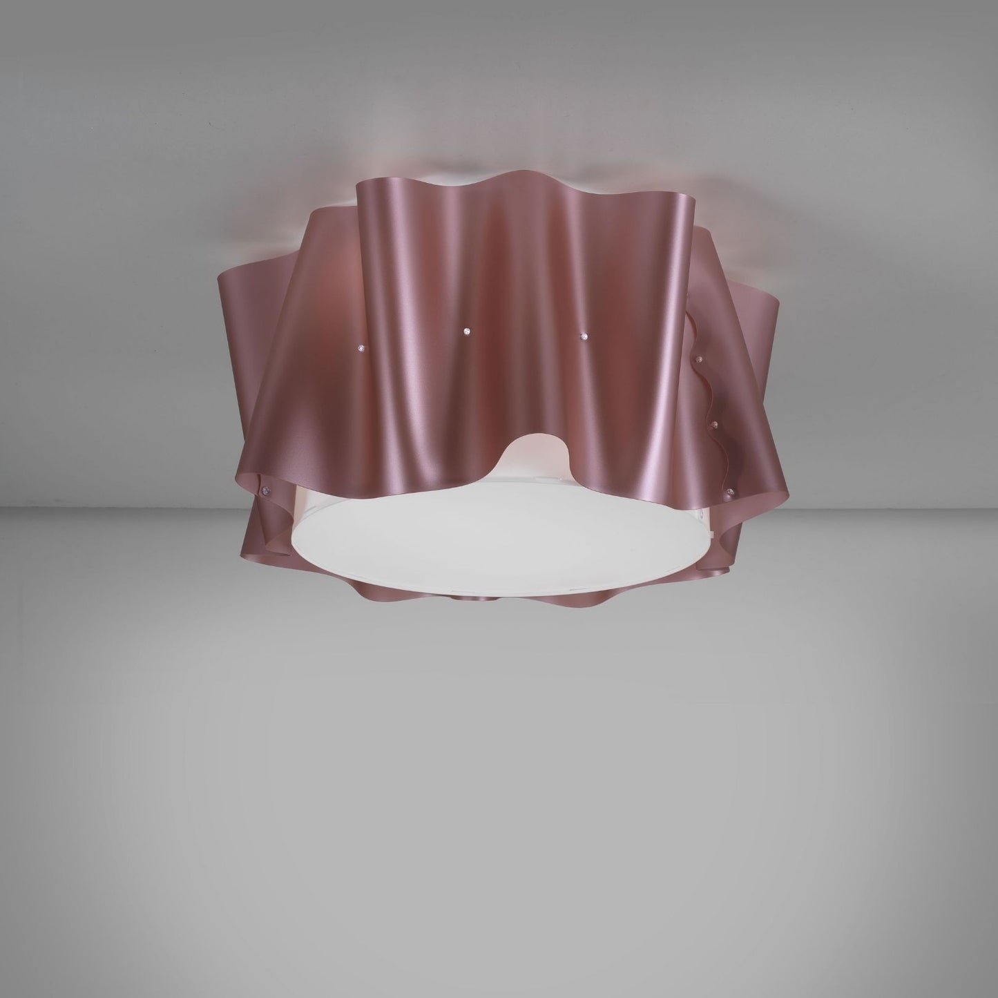 Plafón De Metal Rosa 5 Luces Cm. 60x32