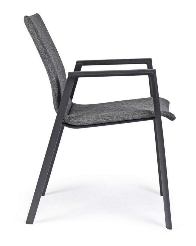 Silla de jardín antracita con brazos Bizzotto